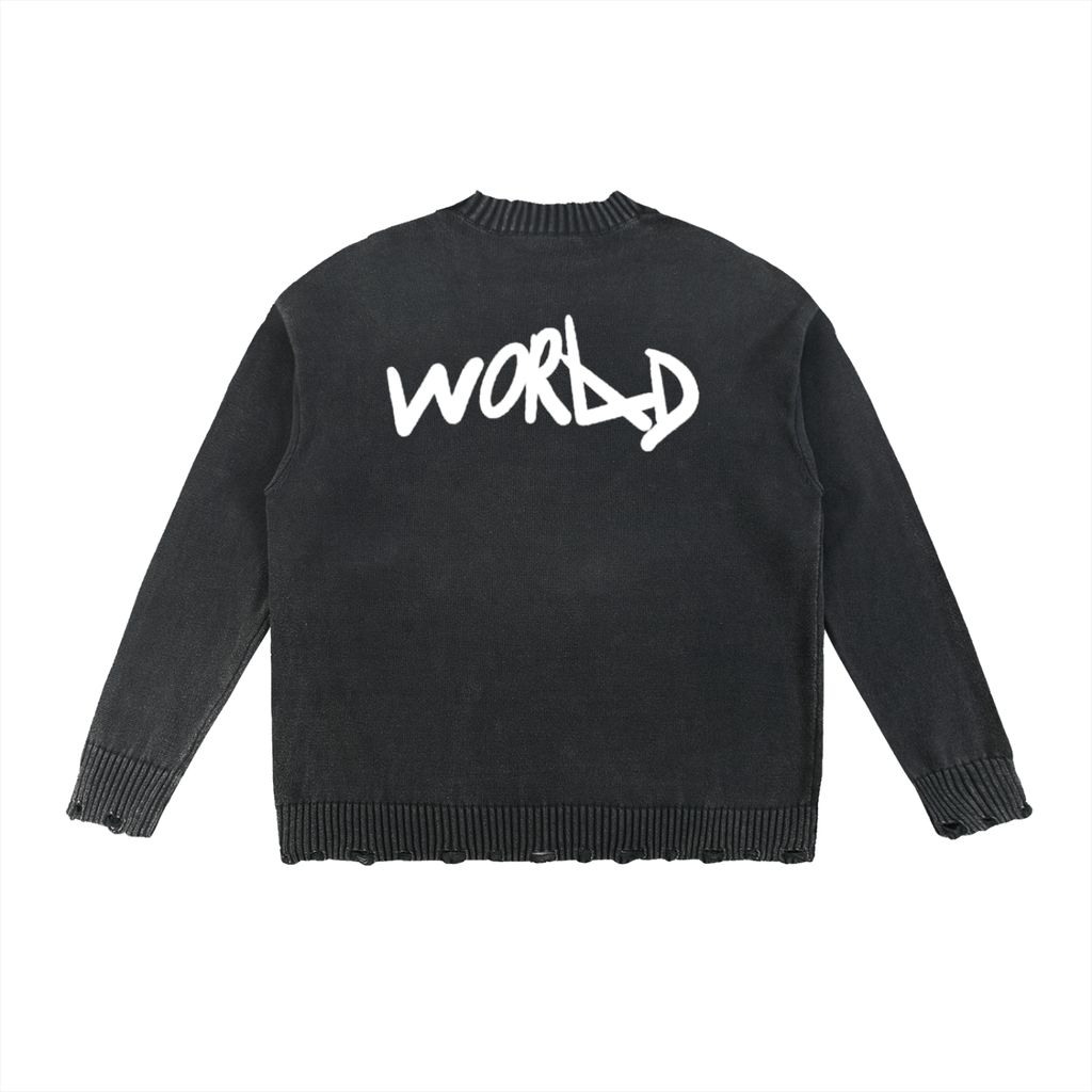 W🌍R4D Vintage Washed Hand-Frayed Sweater